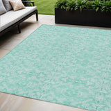 5' X 8' Turquoise And Teal Blue Medallion Washable Indoor Outdoor Area Rug