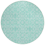 8' Turquoise And Teal Blue Round Medallion Washable Indoor Outdoor Area Rug