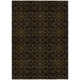 5' X 8' Brown And Black Medallion Washable Indoor Outdoor Area Rug