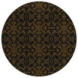8' Brown And Black Round Medallion Washable Indoor Outdoor Area Rug