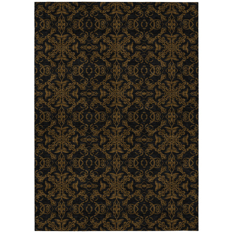 8' X 10' Brown And Black Medallion Washable Indoor Outdoor Area Rug
