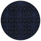 8' Blue And Navy Blue Round Medallion Washable Indoor Outdoor Area Rug
