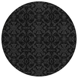 8' Gray And Charcoal Round Medallion Washable Indoor Outdoor Area Rug