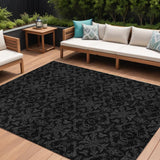 8' X 10' Gray And Charcoal Medallion Washable Indoor Outdoor Area Rug