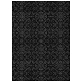 8' X 10' Gray And Charcoal Medallion Washable Indoor Outdoor Area Rug