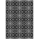 8' X 10' Ivory And Black Medallion Washable Indoor Outdoor Area Rug