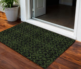 3' X 5' Olive Green And Green Medallion Washable Indoor Outdoor Area Rug
