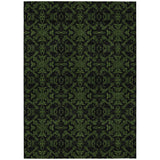 3' X 5' Olive Green And Green Medallion Washable Indoor Outdoor Area Rug