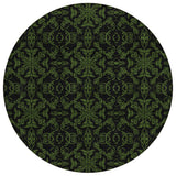 8' Olive Green And Green Round Medallion Washable Indoor Outdoor Area Rug