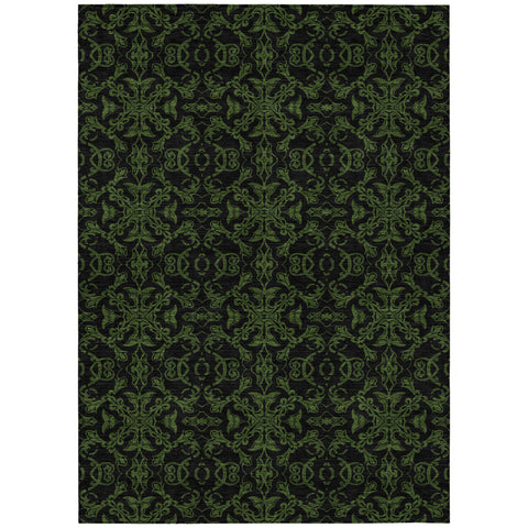 8' X 10' Olive Green And Green Medallion Washable Indoor Outdoor Area Rug