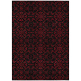3' X 5' Red And Black Medallion Washable Indoor Outdoor Area Rug