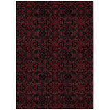 5' X 8' Red And Black Medallion Washable Indoor Outdoor Area Rug