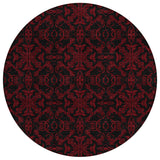 8' Red And Black Round Medallion Washable Indoor Outdoor Area Rug