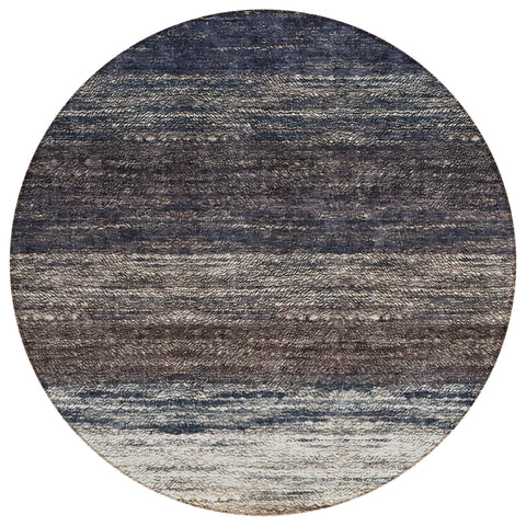 8' Beige Ivory And Brown Round Ombre Washable Indoor Outdoor Area Rug
