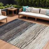 8' X 10' Beige Ivory And Brown Ombre Washable Indoor Outdoor Area Rug