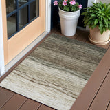 3' X 5' Brown Beige And Tan Ombre Washable Indoor Outdoor Area Rug