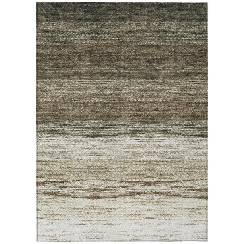 3' X 5' Brown Beige And Tan Ombre Washable Indoor Outdoor Area Rug