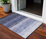 3' X 5' Navy Blue And Ivory Ombre Washable Indoor Outdoor Area Rug