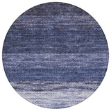 8' Navy Blue And Ivory Round Ombre Washable Indoor Outdoor Area Rug