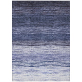 8' X 10' Navy Blue And Ivory Ombre Washable Indoor Outdoor Area Rug