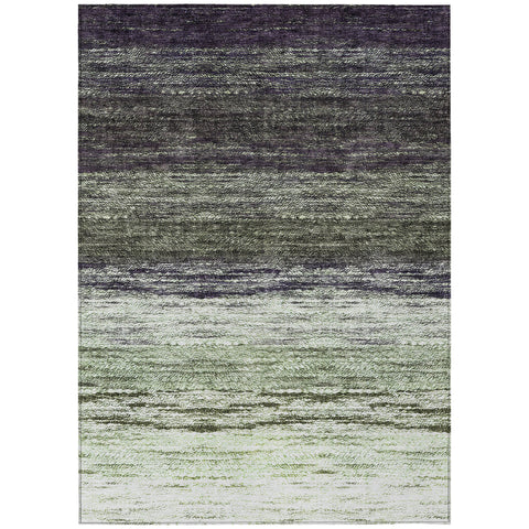 5' X 8' Green Ivory And Purple Ombre Washable Indoor Outdoor Area Rug