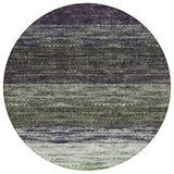 8' Green Ivory And Purple Round Ombre Washable Indoor Outdoor Area Rug