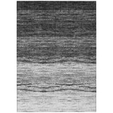 5' X 8' Gray Silver And Ivory Ombre Washable Indoor Outdoor Area Rug
