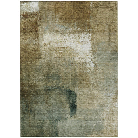 3' X 5' Brown Beige And Ivory Abstract Washable Indoor Outdoor Area Rug