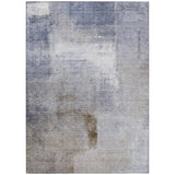 3' X 5' Navy Blue And Sky Blue Abstract Washable Indoor Outdoor Area Rug