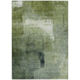 5' X 8' Artichoke Green And Sage Abstract Washable Indoor Outdoor Area Rug