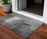 3' X 5' Gray Silver And Charcoal Abstract Washable Indoor Outdoor Area Rug