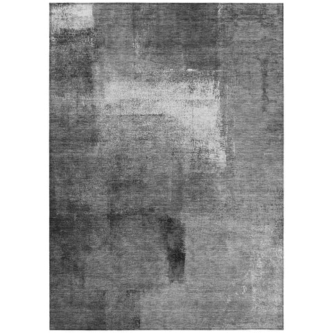 5' X 8' Gray Silver And Charcoal Abstract Washable Indoor Outdoor Area Rug