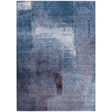 5' X 8' Navy Blue And Sky Blue Abstract Washable Indoor Outdoor Area Rug