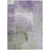 5' X 8' Purple Lavender And Green Abstract Washable Indoor Outdoor Area Rug