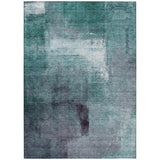 5' X 8' Teal Blue Aqua And Ivory Abstract Washable Indoor Outdoor Area Rug