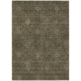 5' X 8' Brown And Beige Floral Washable Indoor Outdoor Area Rug