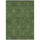 5' X 8' Olive Green And Green Floral Washable Indoor Outdoor Area Rug