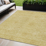 5' X 8' Gold And Ivory Floral Washable Indoor Outdoor Area Rug
