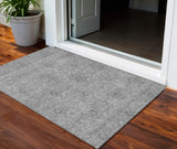 3' X 5' Pewter And Gray Floral Washable Indoor Outdoor Area Rug
