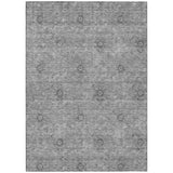 5' X 8' Pewter And Gray Floral Washable Indoor Outdoor Area Rug