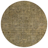 8' Brown And Beige Round Southwestern Washable Indoor Outdoor Area Rug