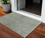 3' X 5' Fern Green And Gray Southwestern Washable Indoor Outdoor Area Rug