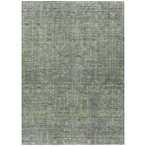 3' X 5' Fern Green And Gray Southwestern Washable Indoor Outdoor Area Rug