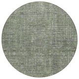 8' Fern Green And Gray Round Southwestern Washable Indoor Outdoor Area Rug