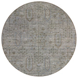 8' Gray And Silver Round Southwestern Washable Indoor Outdoor Area Rug