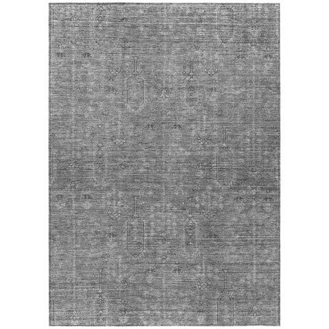 3' X 5' Gray And Charcoal Southwestern Washable Indoor Outdoor Area Rug