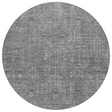 8' Gray And Charcoal Round Southwestern Washable Indoor Outdoor Area Rug