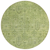 8' Sage And Artichoke Green Round Southwestern Washable Indoor Outdoor Area Rug