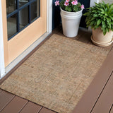 3' X 5' Terra Cotta And Copper Southwestern Washable Indoor Outdoor Area Rug