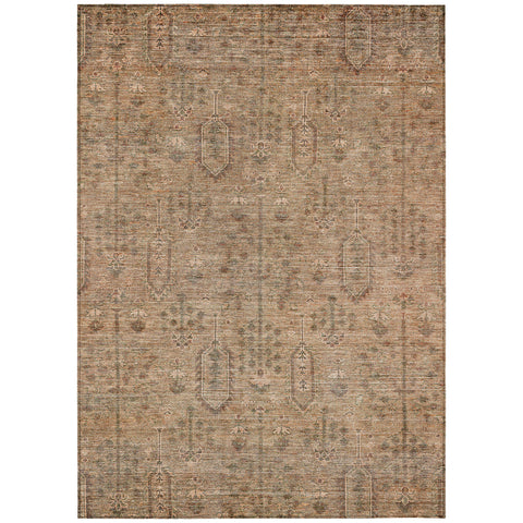 5' X 8' Terra Cotta And Copper Southwestern Washable Indoor Outdoor Area Rug